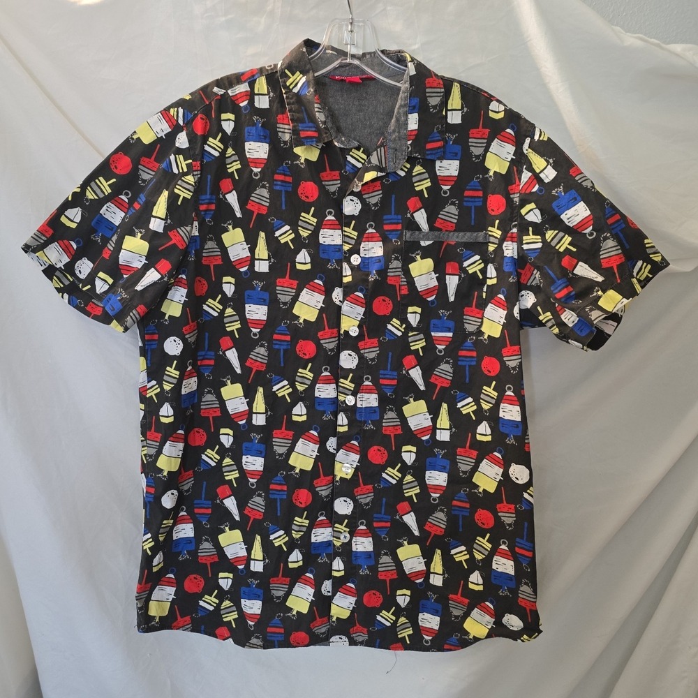 Unionbay Men's Short Sleeve Shirt Button-down All-Over Buoy Print Size L - Picture 2 of 13